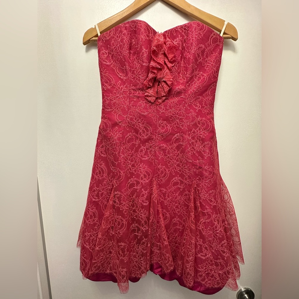 Strapless pink bubble lace dress